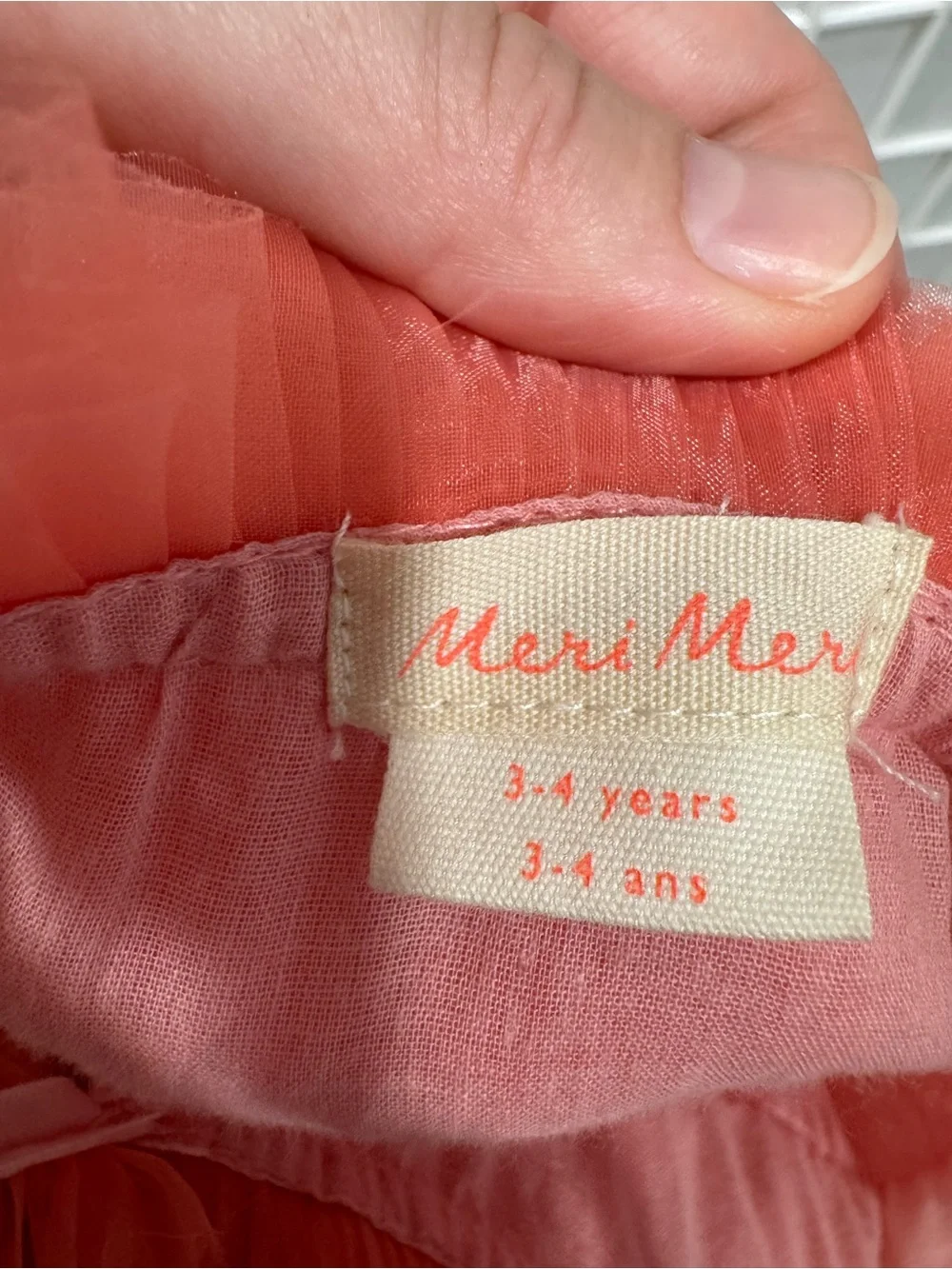 Meri Meri Coral and Cream Fairy Tulle Dress